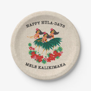 Himmlisch Hula Holiday Hawaiian Hula Girls Pappteller