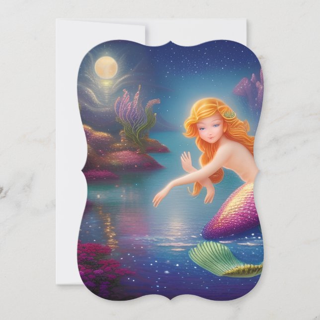 Himmlisch Little Mermaid Galaxy Portrait Mitteilungskarte (Vorderseite)