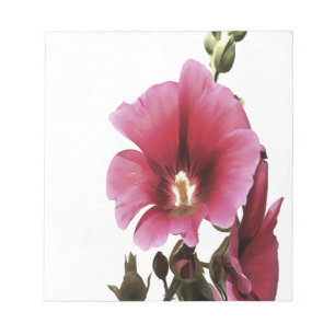 Himmlisch Pink Hollyhock Malva Blume Floral Notizblock
