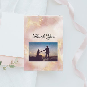 Himmlisch Pink Watercolor Hochzeit Dankeschön Kart Einladung