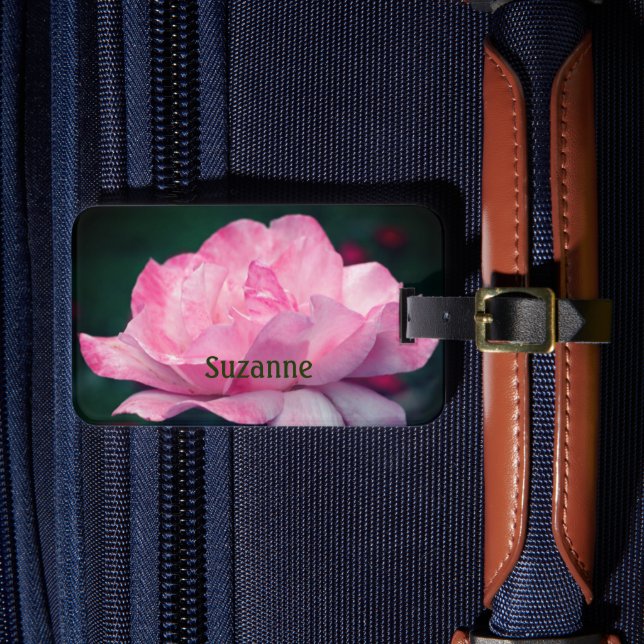 Himmlisch Rosa Rose Blume Personalisiert Gepäckanhänger (Vorderseite Insitu 4)