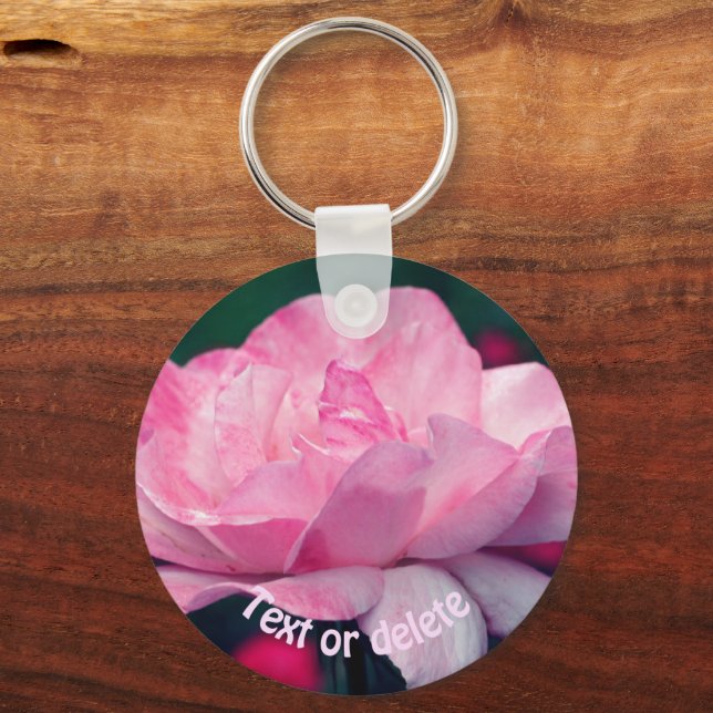 Himmlisch Rosa Rose Blume Personalisiert Schlüsselanhänger (Vorderseite)