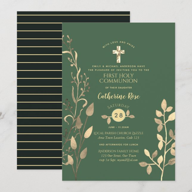 Himmlisch Sage Heilige Kommune Einladung Gold Leaf (Vorne/Hinten)