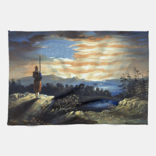 Himmlische amerikanische Flagge am Himmel, Zouave  Geschirrtuch