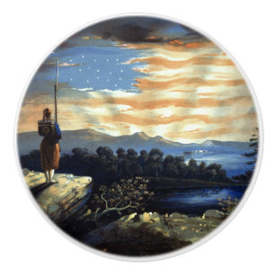 Himmlische amerikanische Flagge am Himmel, Zouave  Keramikknauf