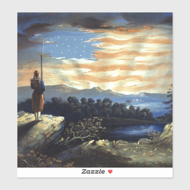 Himmlische amerikanische Flagge in Sky, Zouave Ziv Aufkleber (Blatt)