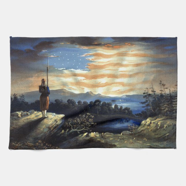 Himmlische amerikanische Flagge in Sky, Zouave Ziv Geschirrtuch (Horizontal)