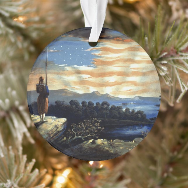 Himmlische amerikanische Flagge in Sky, Zouave Ziv Ornament (Baum)
