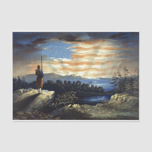 Himmlische amerikanische Flagge in Sky, Zouave Ziv Seidenpapier (Vorderseite)