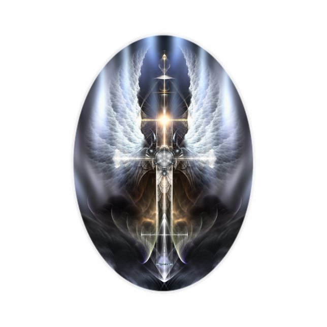 Himmlische Angel Wing Cross Bildhauerei Freistehende Fotoskulptur (Vorne)