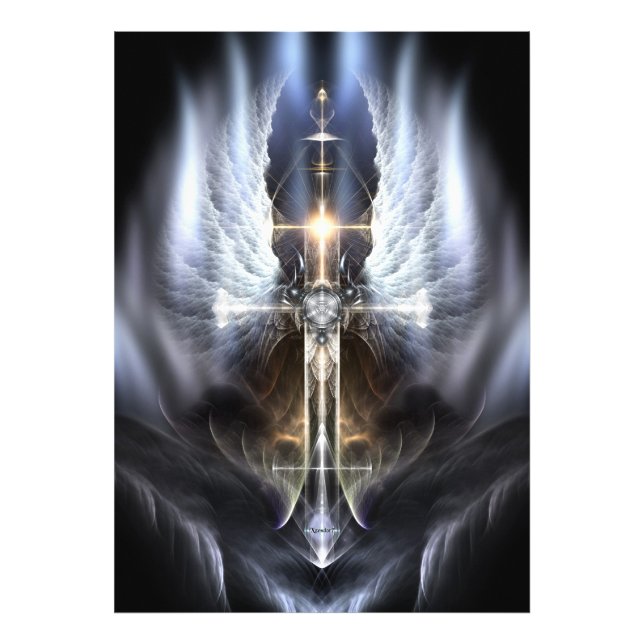 Himmlische Angel Wing Cross Fraktal Art Kompositio Fotodruck (Vorne)