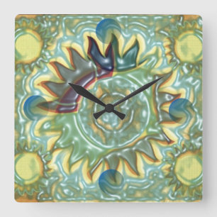 Himmlische (aquamarine) Wand-dimensionaluhr Sun Quadratische Wanduhr