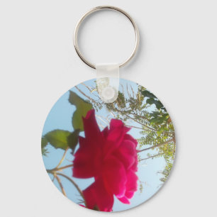 Himmlische Blüte: Eine Rose gegen den Himmel Schlüsselanhänger