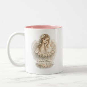 Himmlische Blüten-Engel-Tasse Zweifarbige Tasse