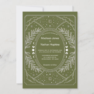 Himmlische Botanische Hochzeitseinladung Olivgrün Einladung