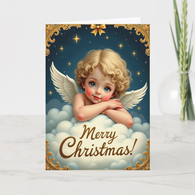 Himmlische Cherub-Weihnachtskarte Karte (Vorderseite)