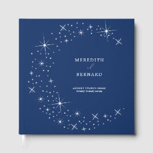 Himmlische elegante Hochzeitsmond Navy Blau Monogr Gästebuch