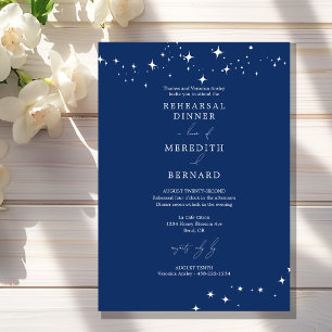 Himmlische elegante Hochzeitsprobe in Blau Einladung