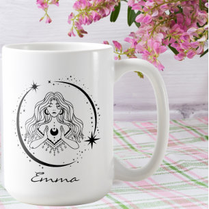 Himmlische Frau, Mond Sterne, Boho, elegante Astro Kaffeetasse