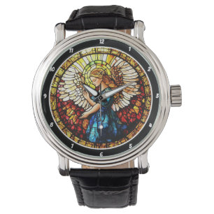 Himmlische Gnade Buntglas-Engel-Wand Armbanduhr