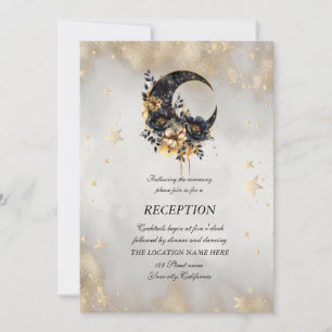 Himmlische Gold Sterne Blumen Mond Einladung