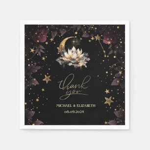 Himmlische goldene Sonne, Mond, Sterne Rosen Nacht Serviette