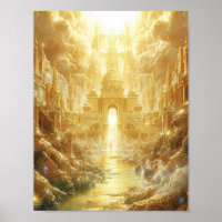 Himmlische goldene Stadt des Lichts Himmelsfantasi