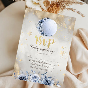Himmlische Goldsonne, Mondrosen Sterne RSVP Einladung