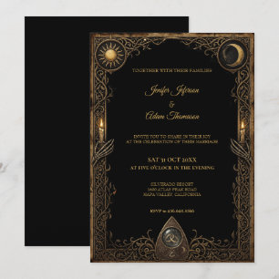 Himmlische gothische Halloween-Hochzeitseinladung Einladung