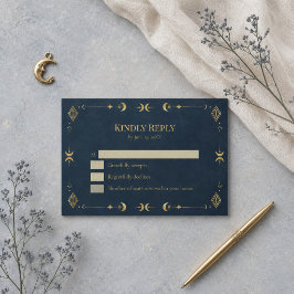 Himmlische gothische Mitternachtsblaue Goldene Hoc RSVP Karte