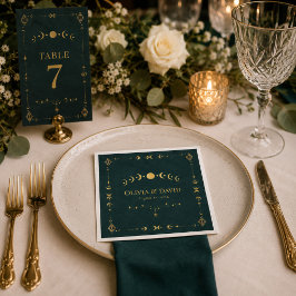 Himmlische gotische dunkle Teal-Hochzeitsserviette Serviette
