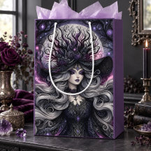 Himmlische gotische Hexe lila Mond Fantasy