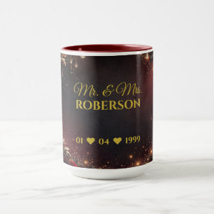 Himmlische gotische Mr. & Mrs. Hochzeitsdatum Gesc Tasse
