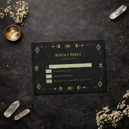 Himmlische gotische schwarze und goldene Antwortka RSVP Karte