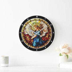 Himmlische Graubündel-Angel-Wand Große Wanduhr
