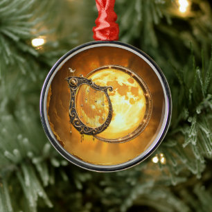 Himmlische Harfe des goldenen Mondes Ornament Aus Metall