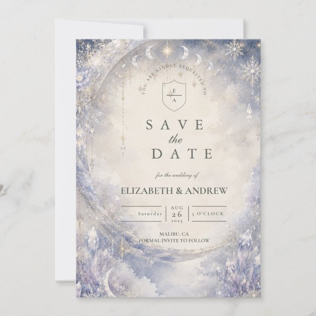 Himmlische himmlische Winterhochzeit Save The Date (Vorderseite)