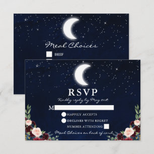 Himmlische Hochzeitshimmel Mond Sterne Florale Mah RSVP Karte