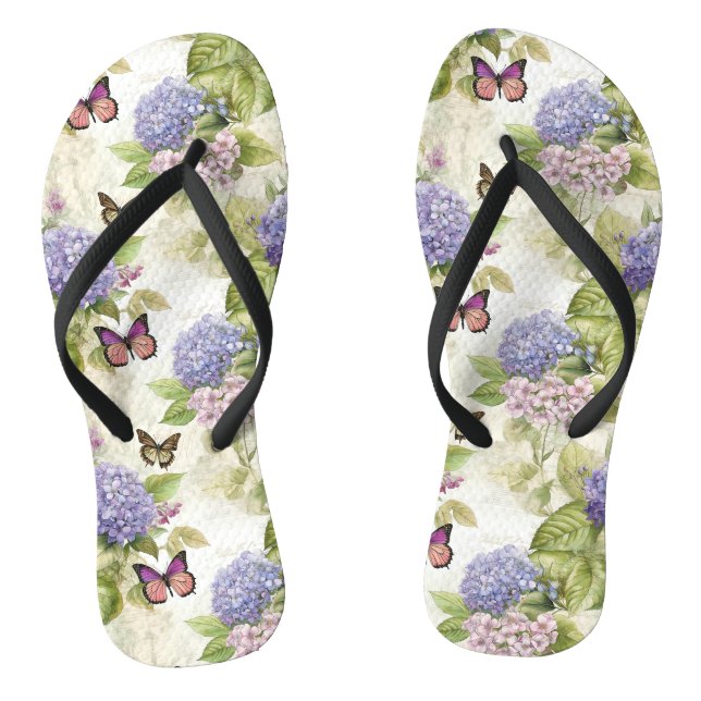 Himmlische Hortensien-Harmonie in Lila Flip Flops (Fußbett)
