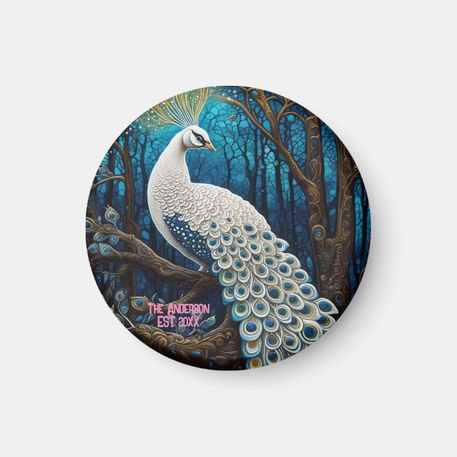 Himmlische Illustrationen zum weißen Pfauenhaus -  Magnet (Vorne)