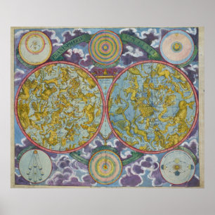 Himmlische Karte der Planeten Poster