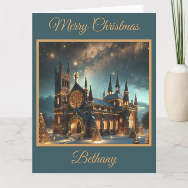 Himmlische Kathedrale zu Weihnachten Karte (Vorderseite)