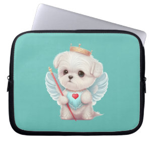 Himmlische Liebe: Niedlicher Angel maltesischer Hu Laptopschutzhülle