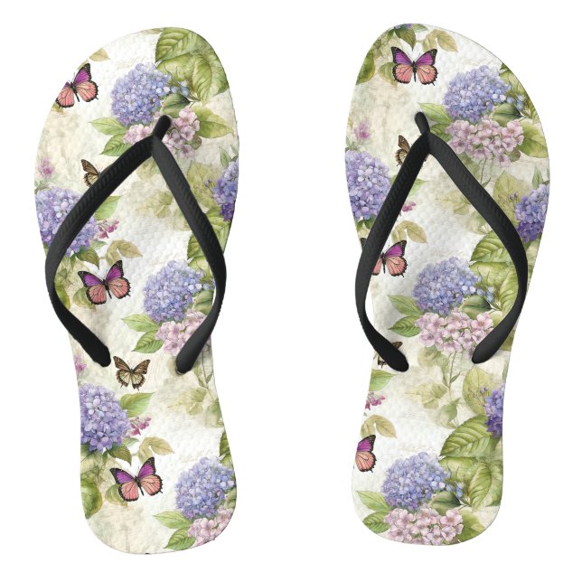 Himmlische Lila Hydrangea Harmonie Flip Flops (Fußbett)