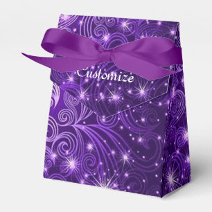 Himmlische Lila-Schwünge & Sterne Zelt Favor Box Geschenkschachtel