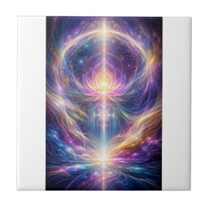 Himmlische Lotus-Energie – New Age Abstrakte Spiri Fliese