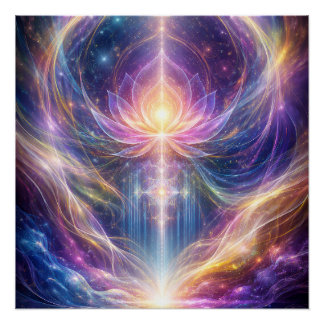 Himmlische Lotus-Energie – New-Age-Abstrakte Spiri Poster
