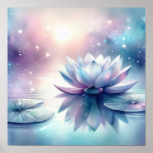 Himmlische Lotusblüte Wasserlilie Spirituell Kosmi Poster