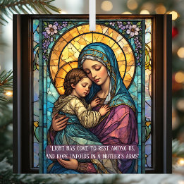Himmlische Madonna und Kind katholischer Weihnacht Ornament Aus Glas