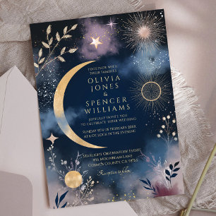Himmlische Magie Mond & Sterne Hochzeit Einladung